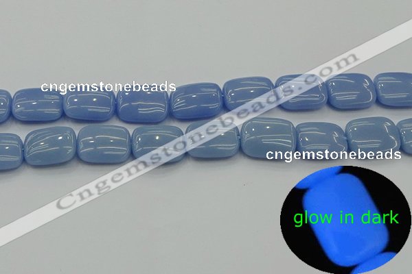 CLU167 15.5 inches 15*20mm rectangle blue luminous stone beads