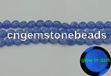 CLU171 15.5 inches 10mm flat round blue luminous stone beads