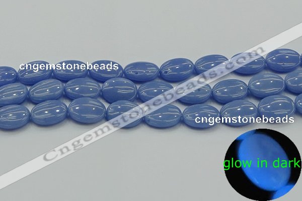 CLU183 15.5 inches 13*18mm oval blue luminous stone beads