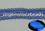 CLU191 15.5 inches 10*10mm square blue luminous stone beads