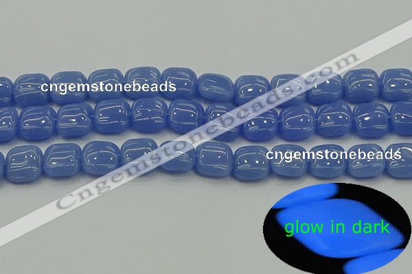 CLU192 15.5 inches 12*12mm square blue luminous stone beads