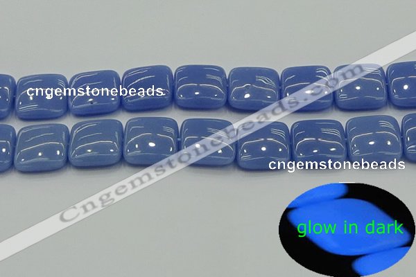 CLU196 15.5 inches 20*20mm square blue luminous stone beads