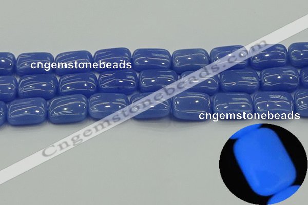 CLU204 15.5 inches 15*20mm rectangle blue luminous stone beads