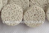 CLV17 14 inches 6*21mm coin milk white natural lava loose beads