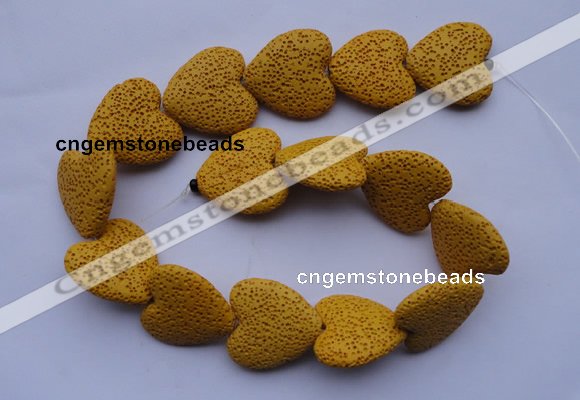 CLV18 15 inches 8*27mm heart yellow natural lava beads strand wholesale