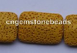 CLV19 15 inches 19*28mm rectangle yellow natural lava beads wholesale