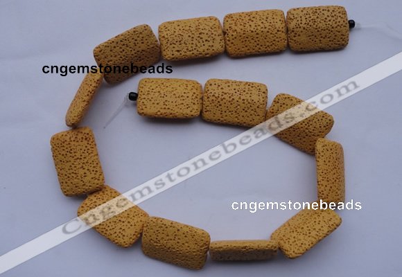 CLV19 15 inches 19*28mm rectangle yellow natural lava beads wholesale