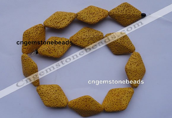 CLV20 15 inches 22*32mm rhombus yellow natural lava beads wholesale