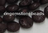 CLV208 15.5 inches 16mm flat round coffee natural lava beads wholesale