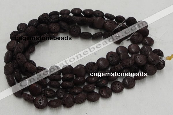 CLV208 15.5 inches 16mm flat round coffee natural lava beads wholesale