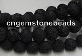 CLV211 15.5 inches 6mm round black natural lava beads wholesale