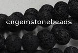 CLV214 15.5 inches 12mm round black natural lava beads wholesale