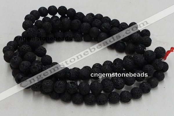 CLV214 15.5 inches 12mm round black natural lava beads wholesale