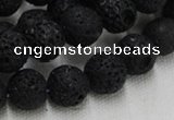 CLV215 15.5 inches 14mm round black natural lava beads wholesale