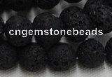 CLV216 15.5 inches 16mm round black natural lava beads wholesale