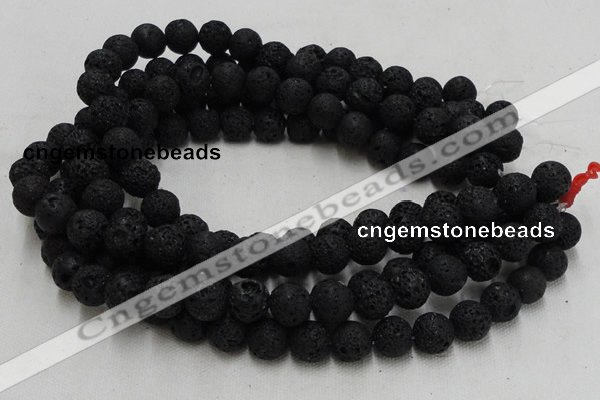 CLV216 15.5 inches 16mm round black natural lava beads wholesale