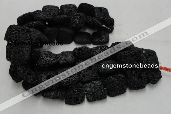 CLV218 15.5 inches 30*30mm square black natural lava beads wholesale