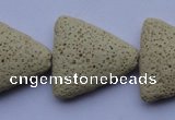 CLV23 15 inches 22*26mm triangle milk white natural lava beads wholesale