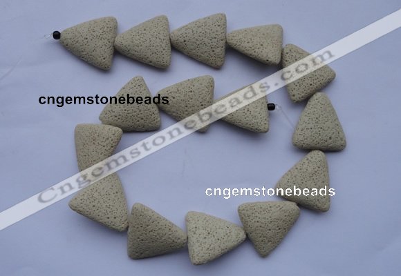 CLV23 15 inches 22*26mm triangle milk white natural lava beads wholesale