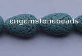 CLV24 15.5 inches 13*19mm teardrop blue natural lava beads wholesale