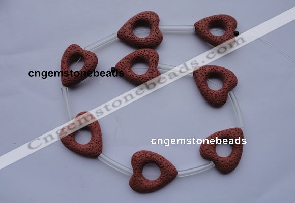 CLV26 15.5 inches 27*29mm heart red natural lava beads wholesale