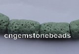 CLV27 15.5 inches 10*18mm column shape green natural lava beads wholesale