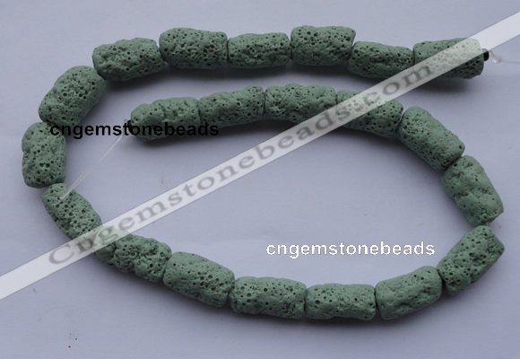 CLV27 15.5 inches 10*18mm column shape green natural lava beads wholesale