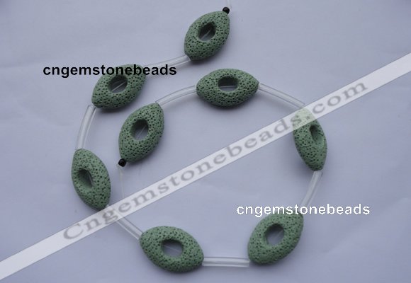 CLV28 16.5 inches 20*32mm oval green natural lava beads wholesale