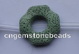 CLV30 15.5 inches 32*32mm octagon green natural lava beads wholesale