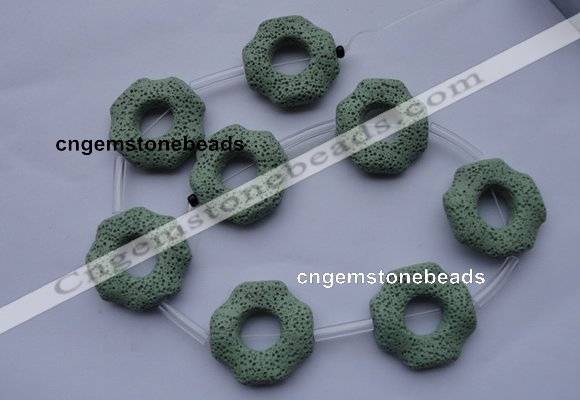 CLV30 15.5 inches 32*32mm octagon green natural lava beads wholesale