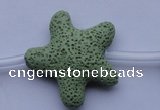 CLV33 16 inches 11*38mm star green natural lava beads wholesale