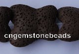 CLV34 15 inches 26*28mm butterfly-shaped chocolate natural lava beads