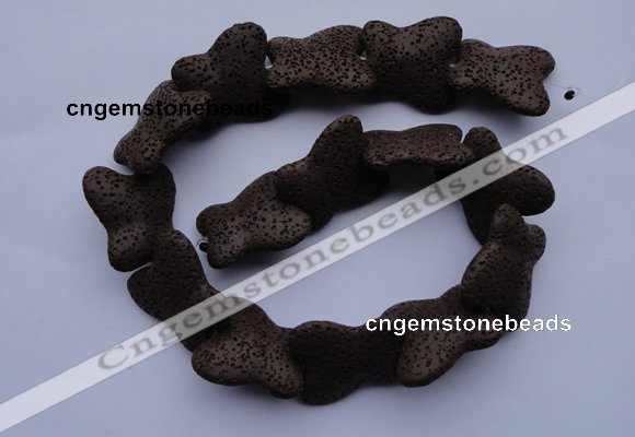 CLV34 15 inches 26*28mm butterfly-shaped chocolate natural lava beads