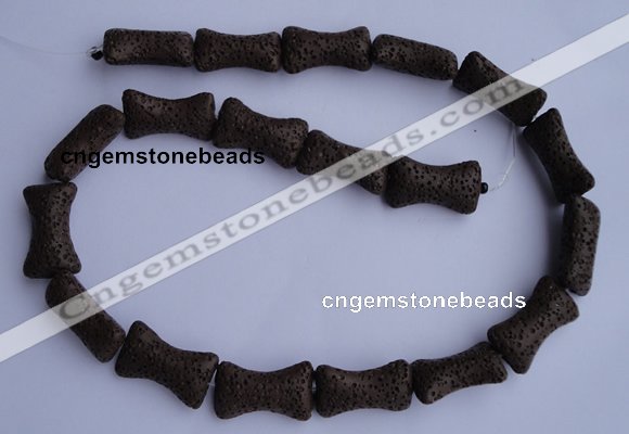 CLV35 15.5 inches 12*20mm pillow-shaped chocolate natural lava beads