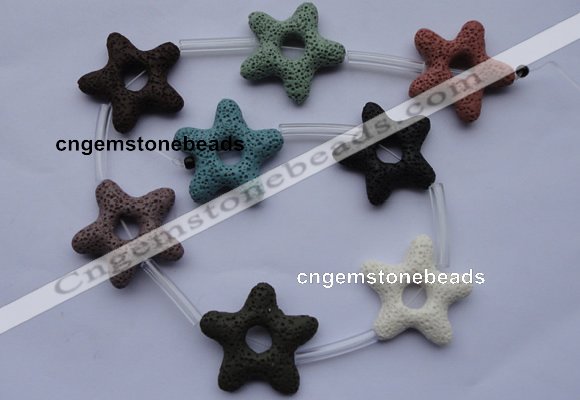 CLV36 16 inches 8*33mm star multicolor natural lava beads wholesale