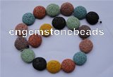 CLV39 15 inches 7*20mm flat round multicolor natural lava beads wholesale
