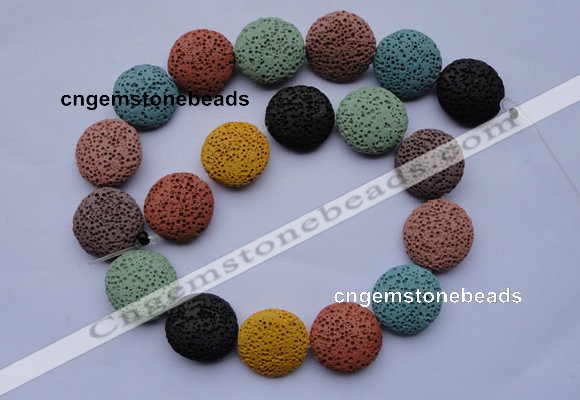 CLV39 15 inches 7*20mm flat round multicolor natural lava beads wholesale