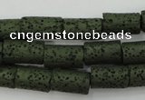 CLV393 15.5 inches 8*14mm tube dyed lava beads wholesale