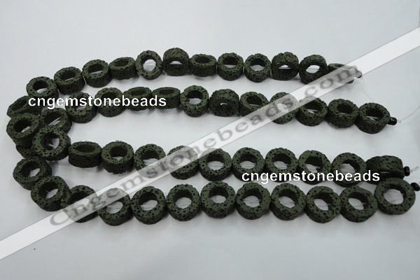 CLV408 15.5 inches 8*15mm donut dyed lava beads wholesale