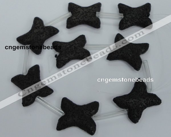 CLV42 15.5 inches 28*32mm butterfly-shaped black natural lava beads