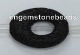 CLV43 15.5 inches 25*33mm oval black natural lava beads wholesale