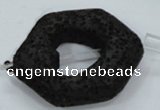 CLV44 15.5 inches 26*33mm hexagon black natural lava beads wholesale