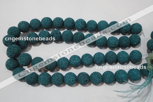 CLV455 15.5 inches 14mm round dyed blue lava beads wholesale