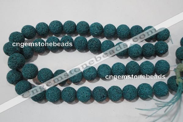 CLV456 15.5 inches 16mm round dyed blue lava beads wholesale