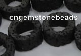 CLV46 15.5 inches 5*15mm donut shape black natural lava beads