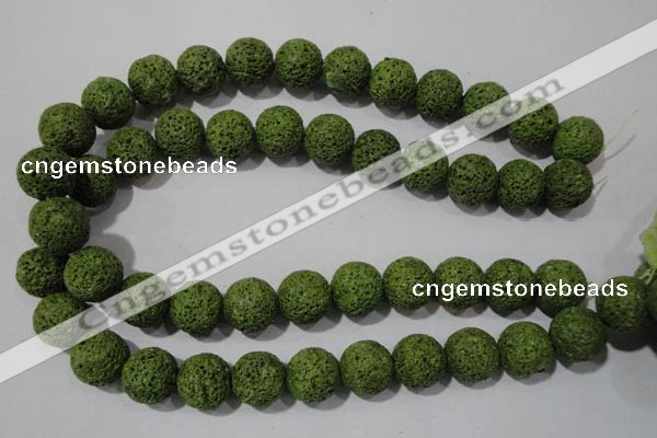 CLV463 15.5 inches 14mm round dyed green lava beads wholesale