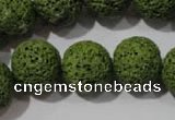 CLV464 15.5 inches 16mm round dyed green lava beads wholesale