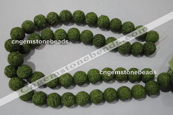 CLV464 15.5 inches 16mm round dyed green lava beads wholesale