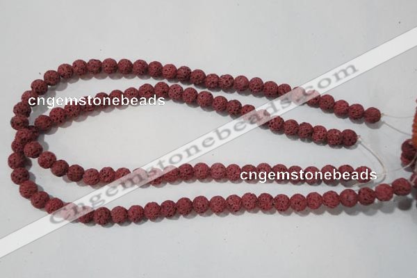 CLV468 15.5 inches 8mm round dyed red lava beads wholesale