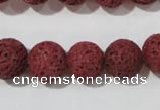 CLV470 15.5 inches 12mm round dyed red lava beads wholesale